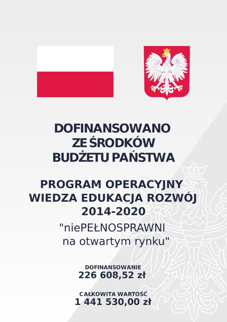 Plakat informujący o dofinansowaniu projektu ze środków zewnętrznych